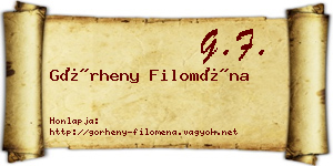 Görheny Filoména névjegykártya